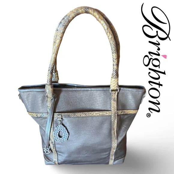 Brighton "Pretty Tough Reed" tote bag in a silver or zinc pearl - Picture 3 of 16
